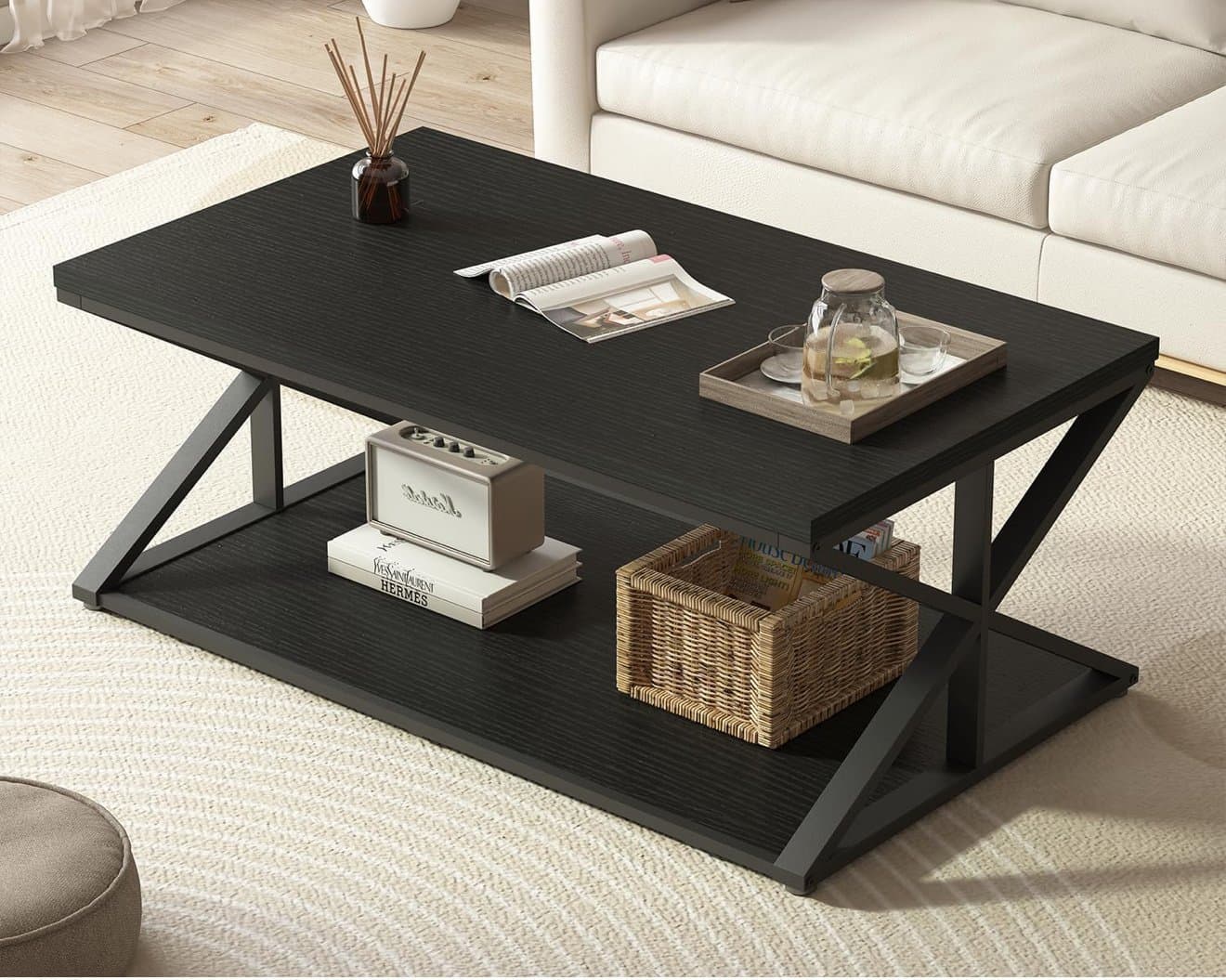 Svart modernt soffbord