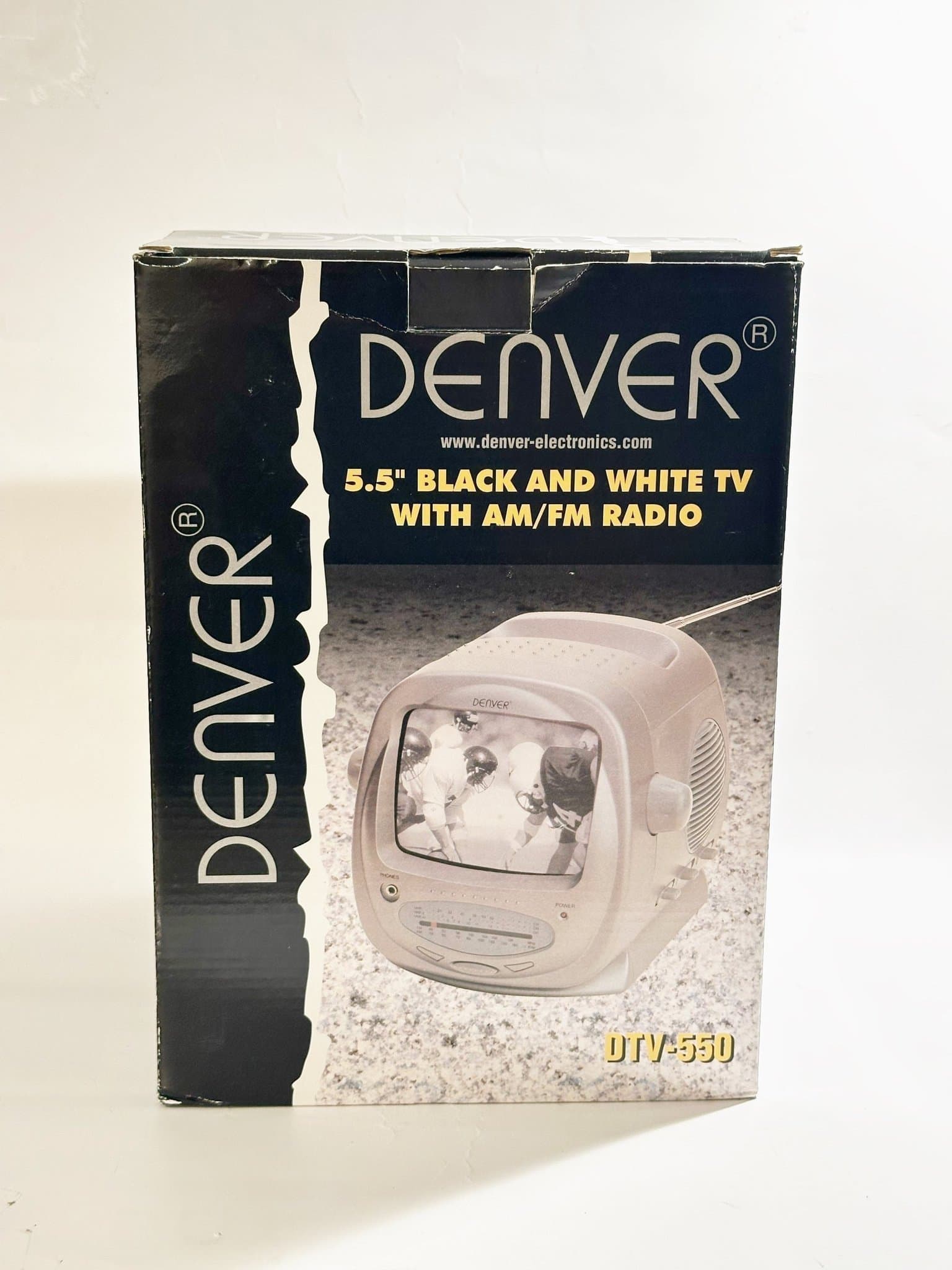 Retro Oanvänd Denver DTV-550 5.5" Svartvit TV med AM/FM Radio