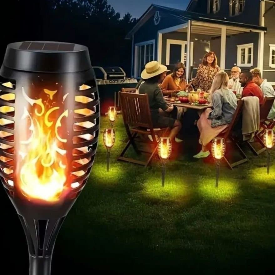 10P Nya Solcellsfacklor med eldflammor