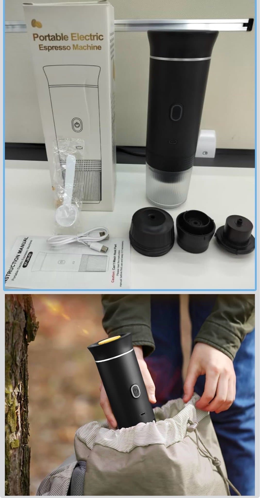 Bärbar espressomaskin – uppladdningsbar via USB-C (helt ny)