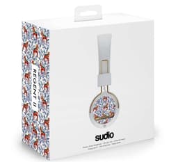 Sudio Regent II Hörlurar on-ear trådlösa bluetooth hörlurar vita dalahäst motiv
