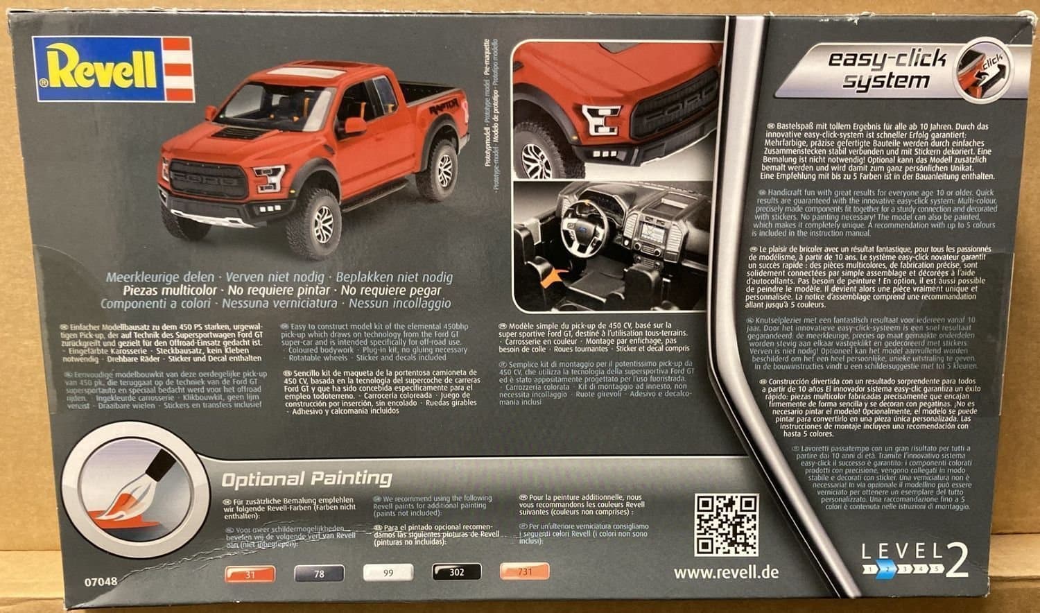 FORD F-150 RAPTOR Revell 1/25 EASY-CLICK OÖPPNAD