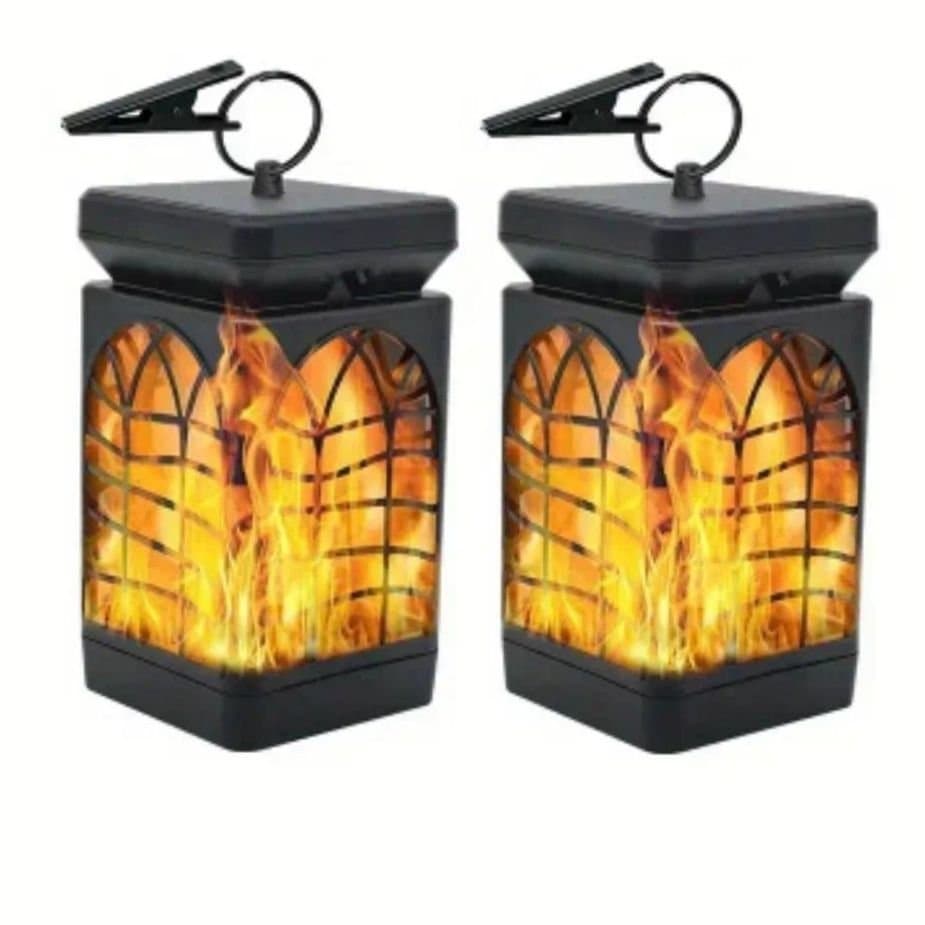 2P Nya Solcellslyktor med eldflammor