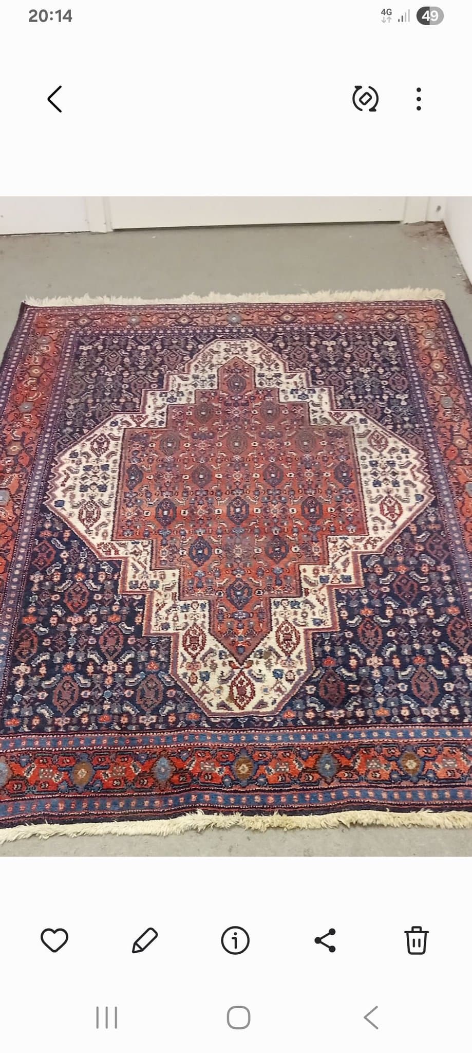 Vacker Orientalisk äkta handknut ullmatta 125×170
