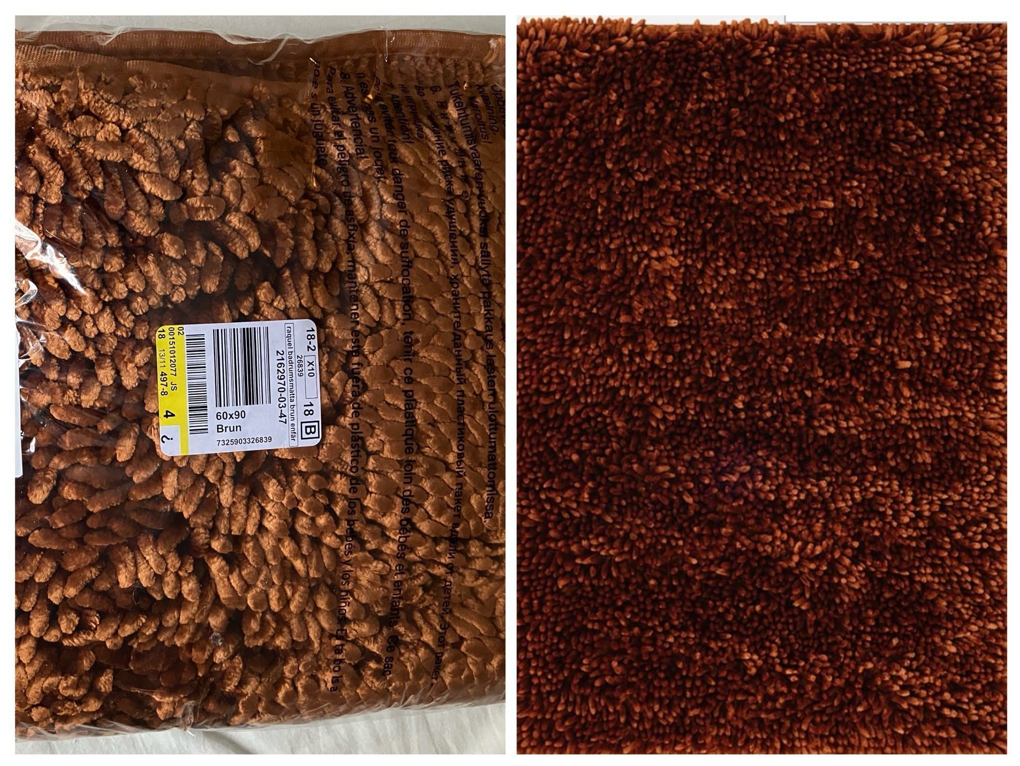 NY Härlig BADRUMSMATTA Jotex Raquel 60x90 Fluffig & tjock ”Rost”