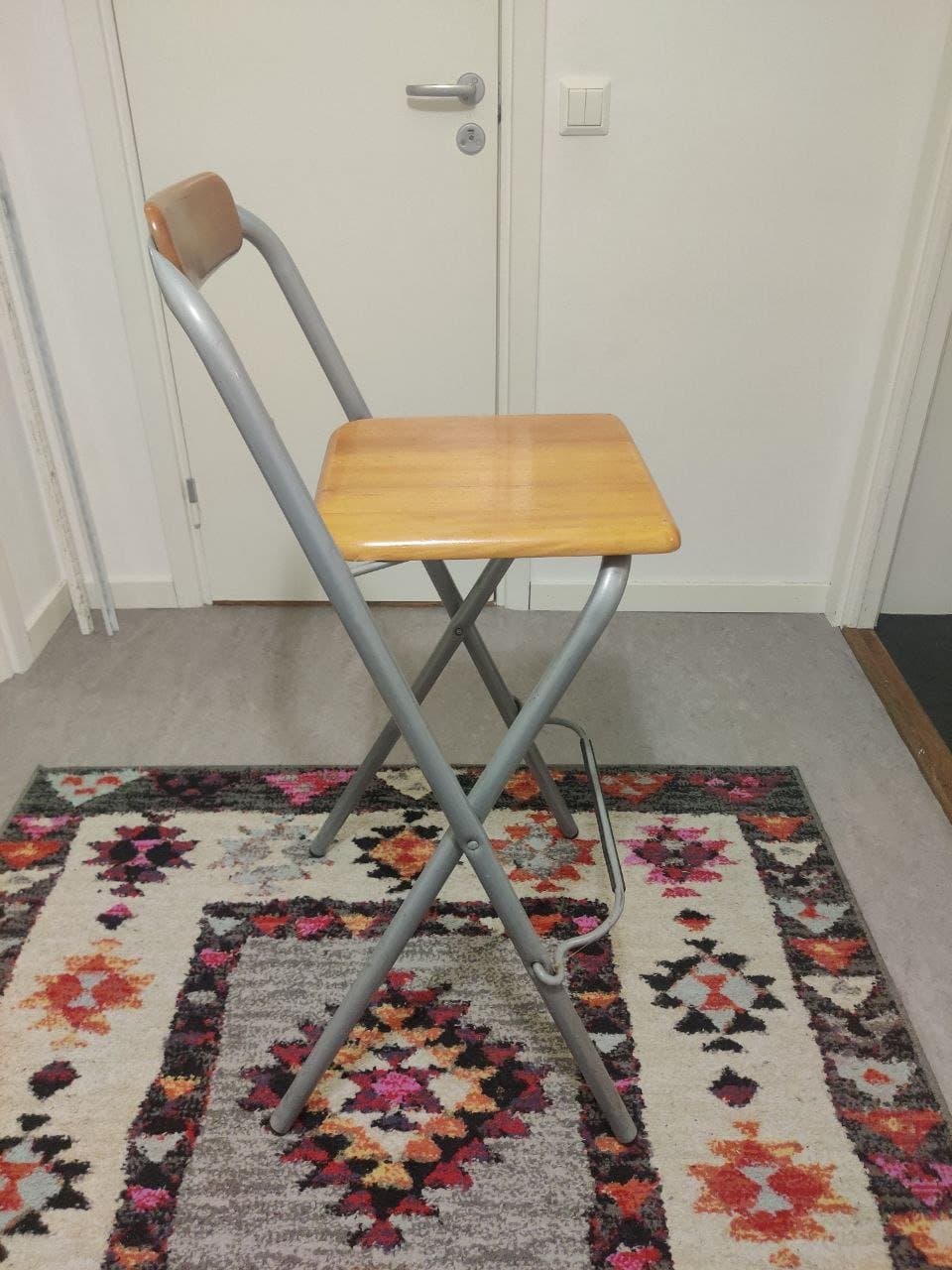 Hopfällbar köks-/barstol - trä och metall