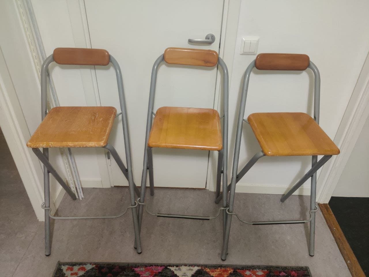 Hopfällbar köks-/barstol - trä och metall