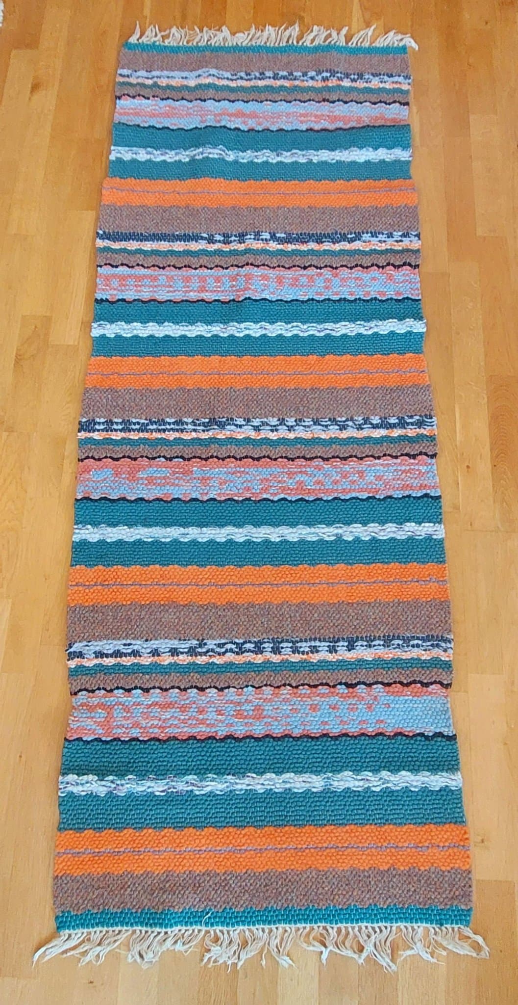 Trasmatta 2mx70cm hemvävd slöjd bomull varma färger Supervacker klassiker Ny