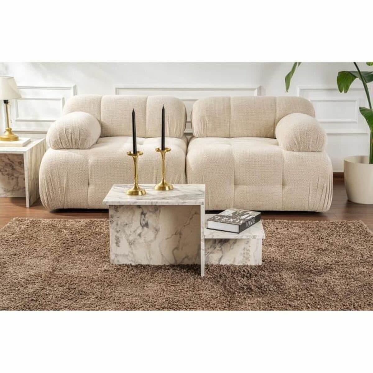 Soffbord Harmony Vit/Grå 80 × 40 × 40 cm – Fri frakt