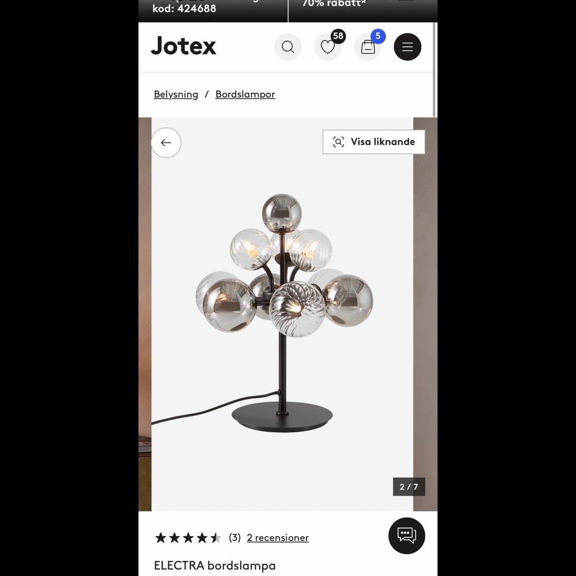 Bordslampa jotex electra