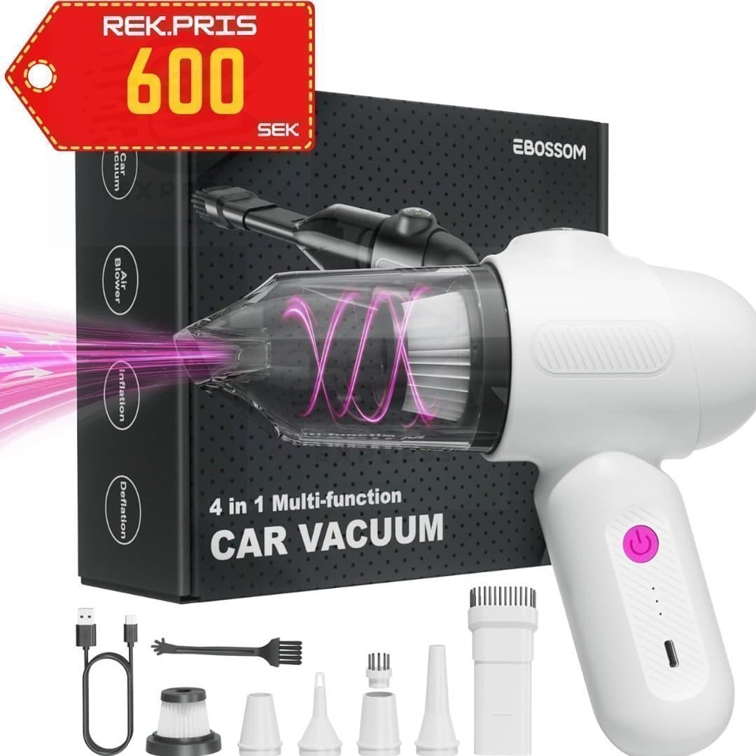 NY 4-i-1 Bil- & Hemdammsugare • 8000Pa • HEPA-filter • USB-C Snabbladdning