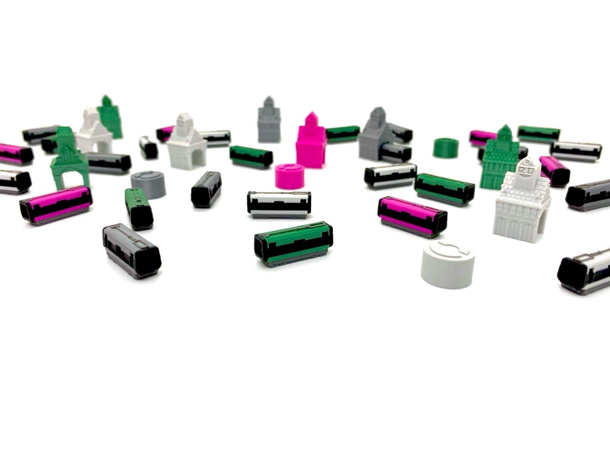 48 Flerfärgade Öresundståg + 3 Stationer till Ticket to Ride - Pink Rose