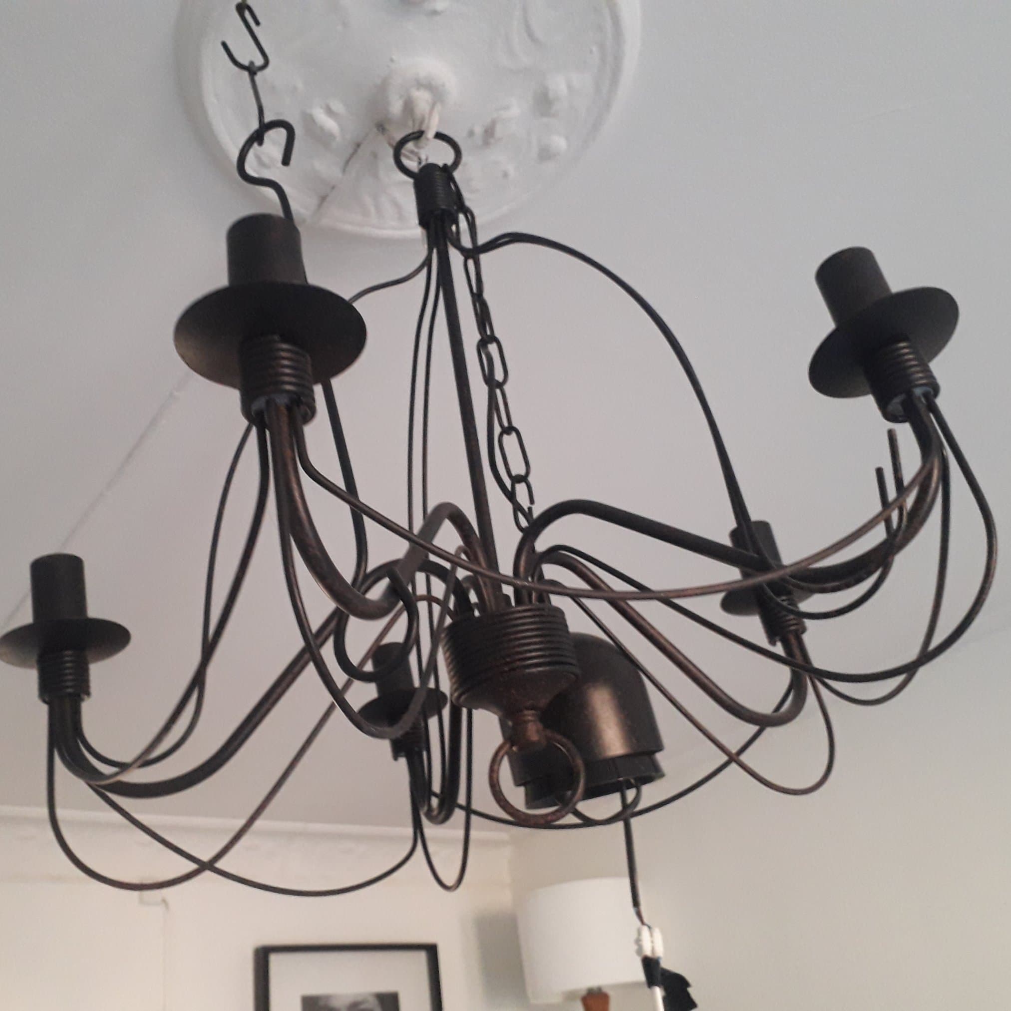 5-armad Brun takkrona / ljuskrona i metall *Rustik*