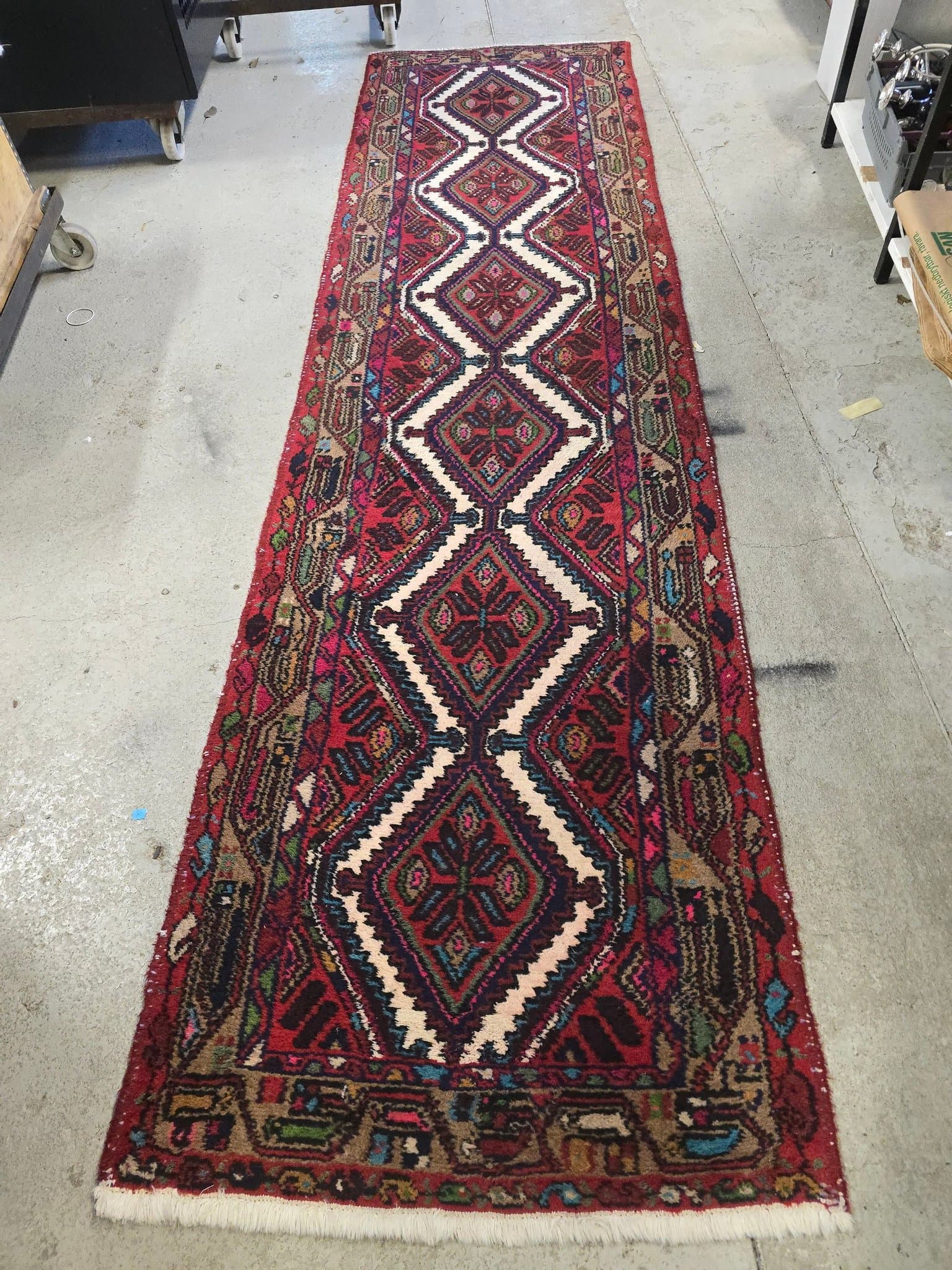 Handknuten gångmatta i ull, 300 x 80 cm