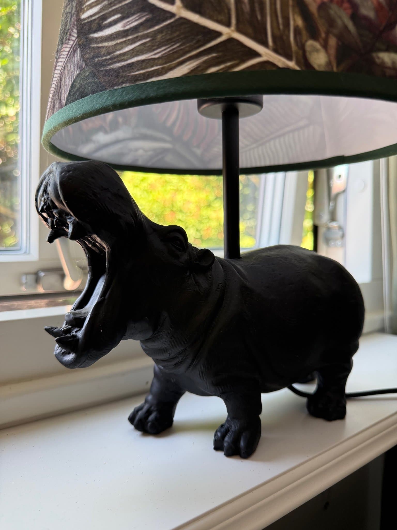 Lampa flodhäst med lampskärm i sammet , helt ny!