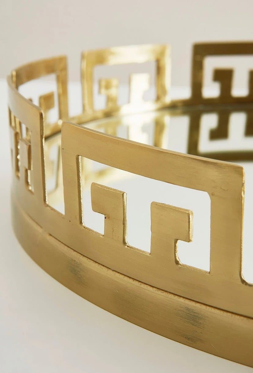 Spegel Bricka Guld mässing Metall MALLIS bricka -stor ø 42 cm