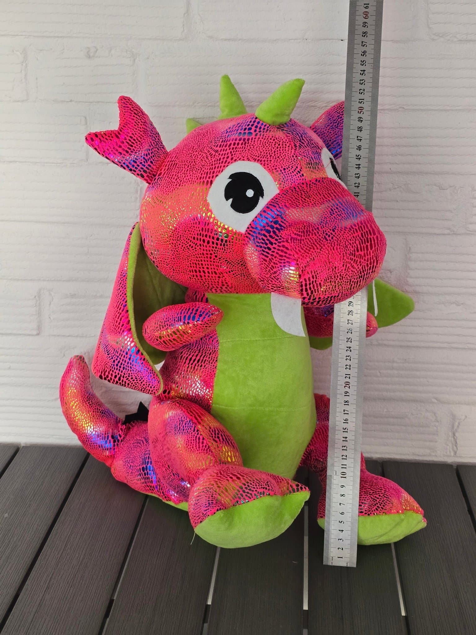 Ny nalle mjukis stor Mjukisdjur rosa Drake 45cm.