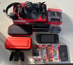Nintendo Switch med tillbehör och spel