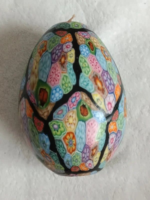 Millefiori Glow Egg Shape Artistic Candle