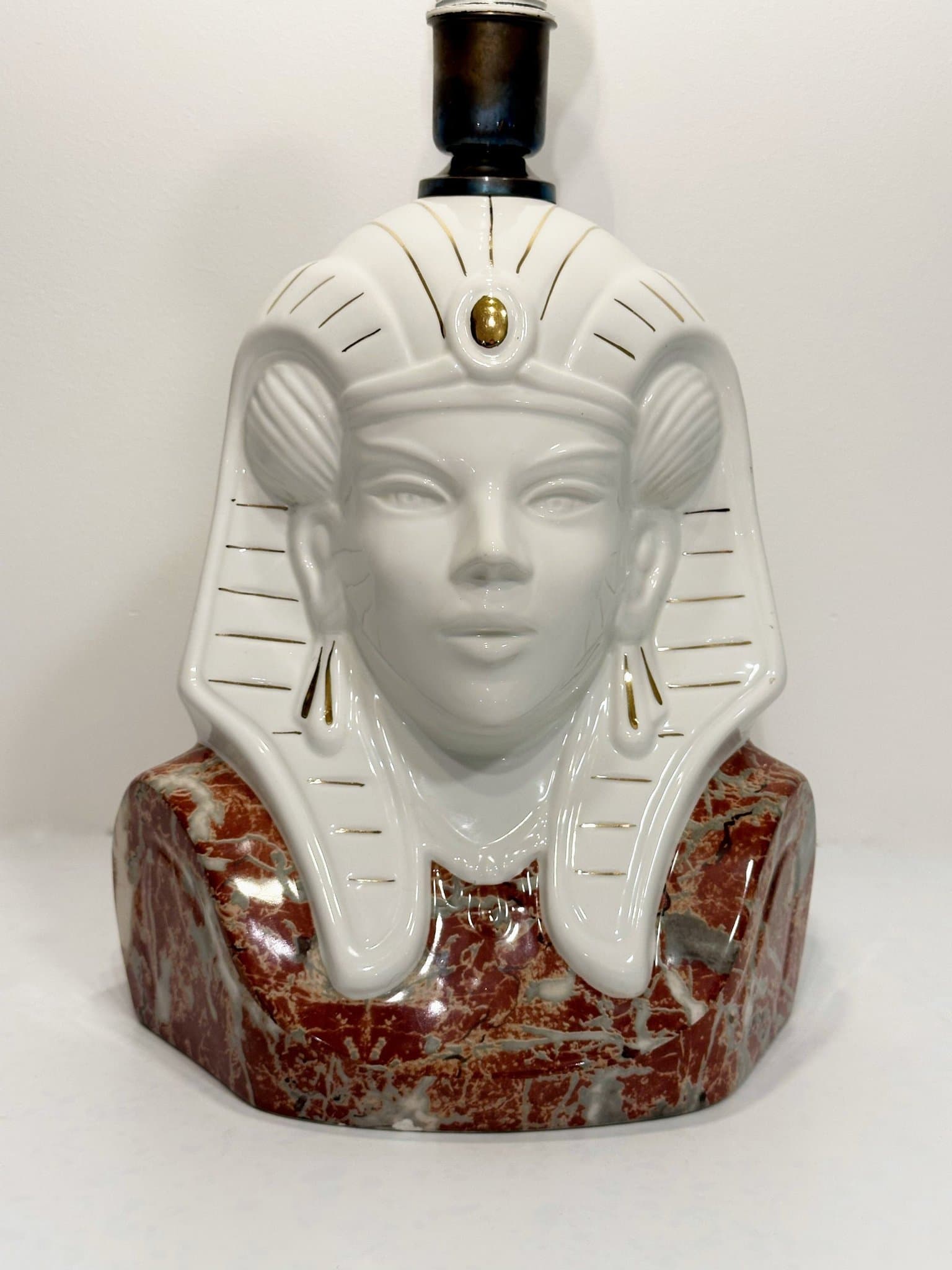 Jätte Vacker Vintage Porslin Bordslampa - Farao - Super Skick 1900tal