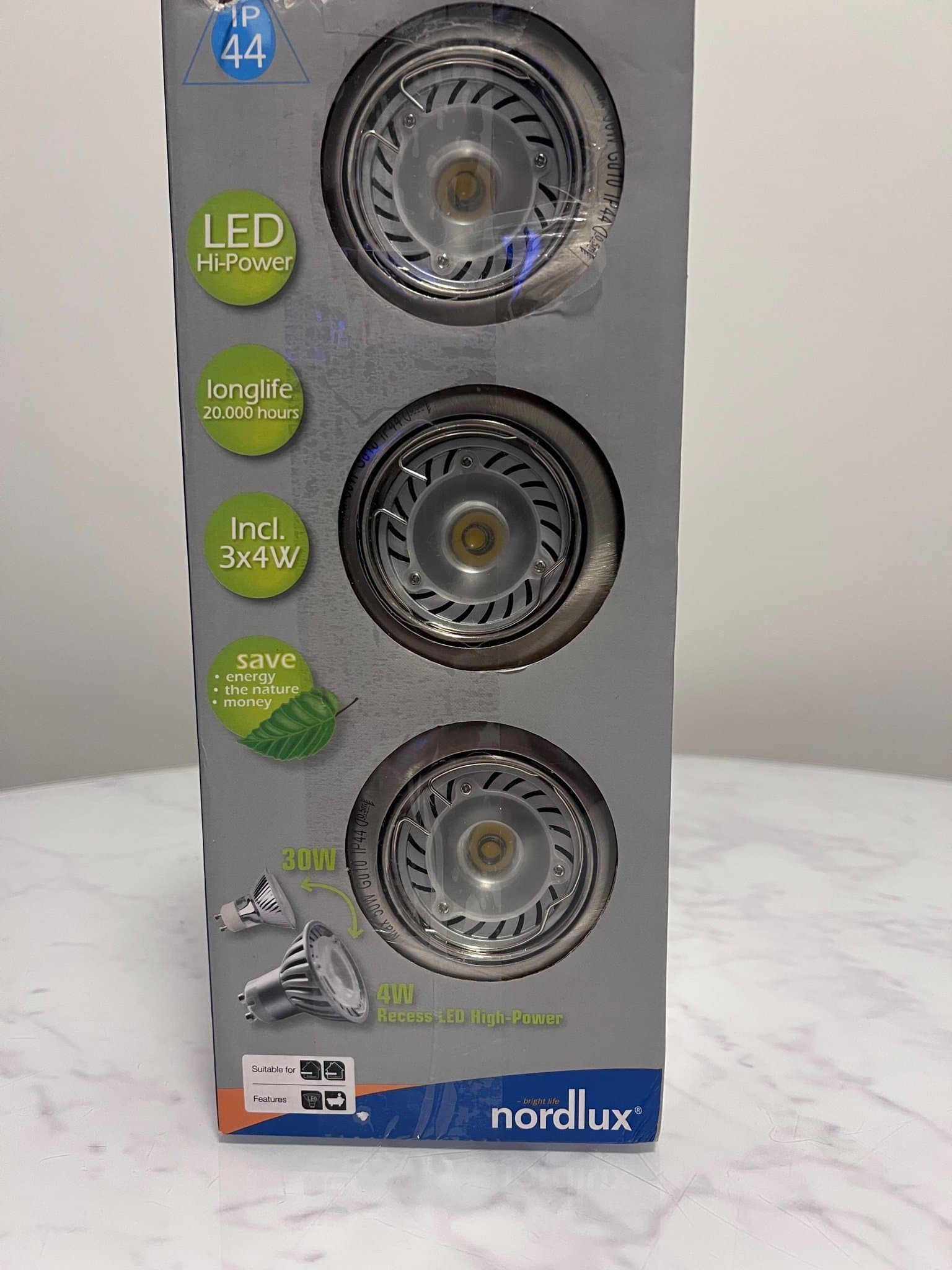 Nordlux Recess LED High-Power spotlights, 3-pack