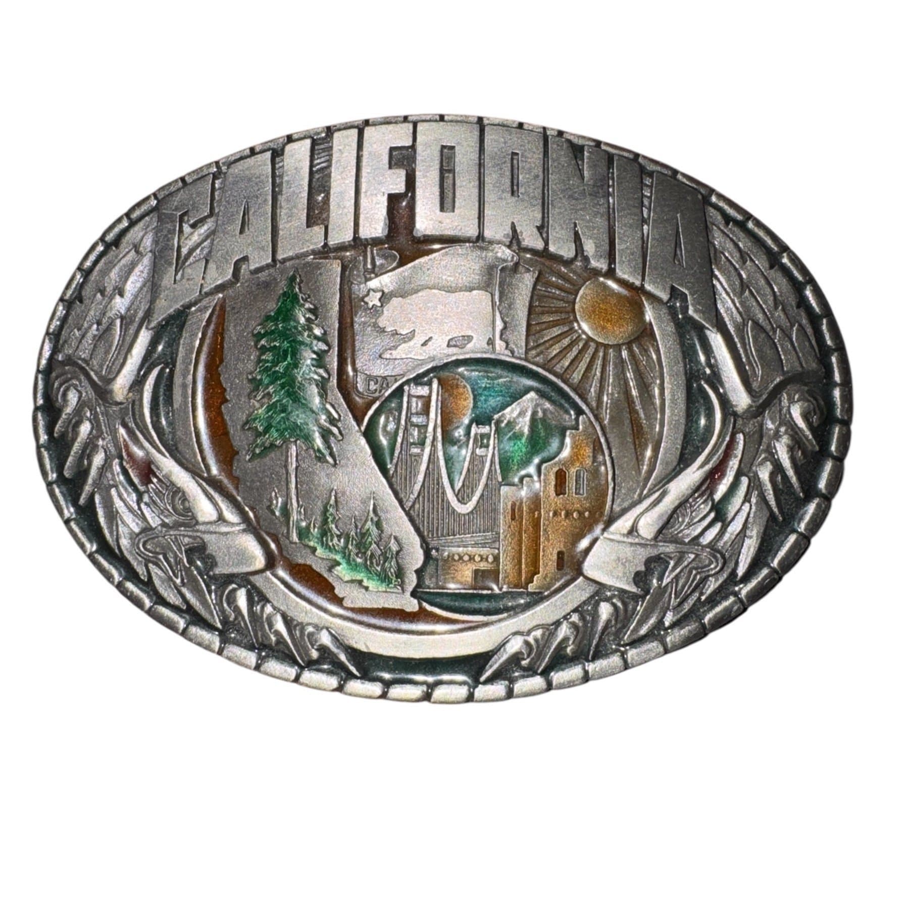 1981 | Indiana Metal Craft | cast metal belt buckle | vintage | California