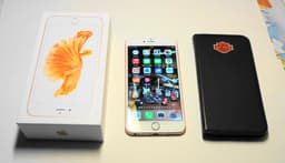 iPhone 6 S Plus, Stor telefon, 64 GB, Model: A1687, Rose-Gold, Läder-Case ! Fin