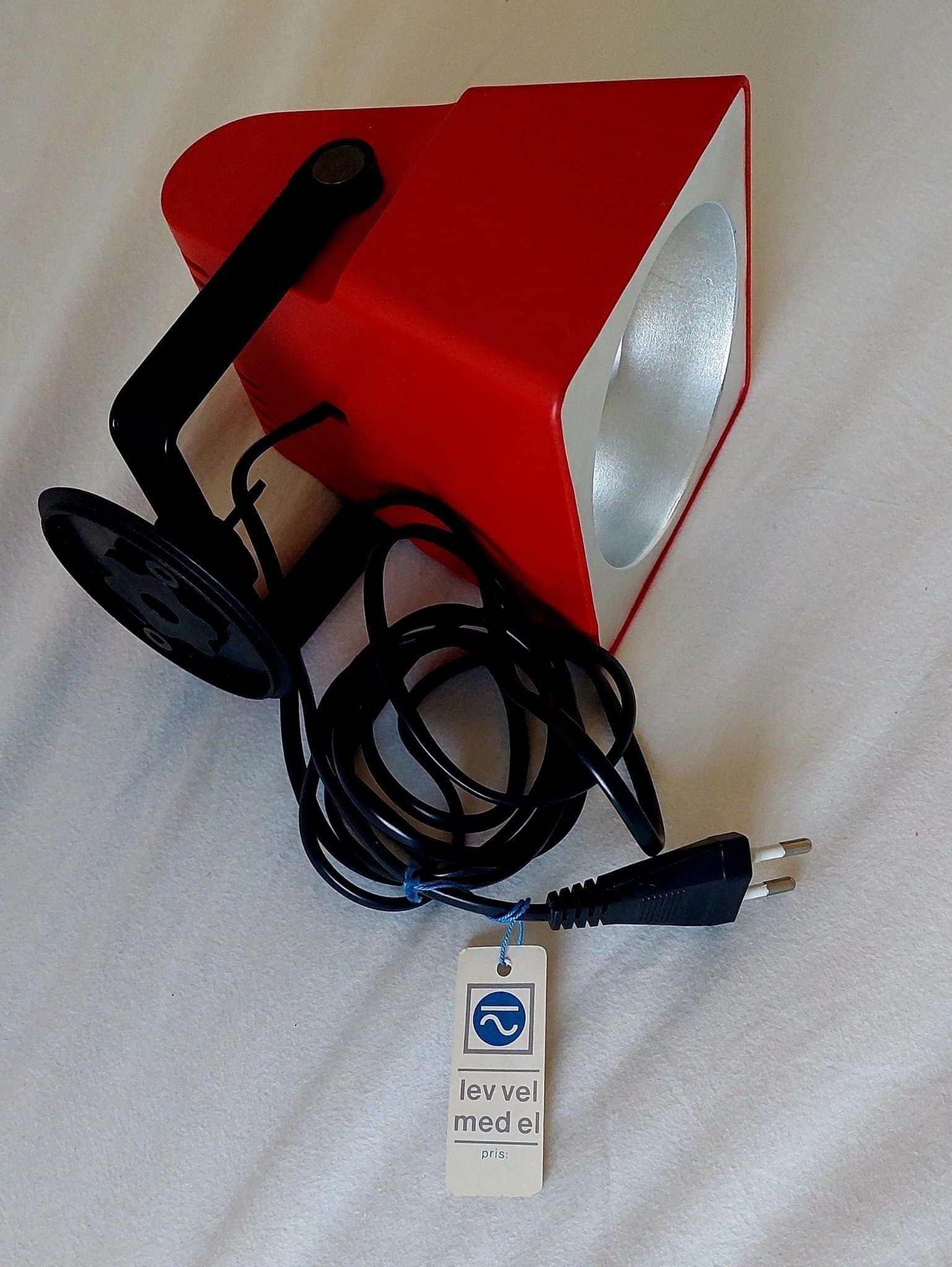 Ovanlig Röd sänglampa av designer Vagn Dyring för Nordisk Solar 1970 tal