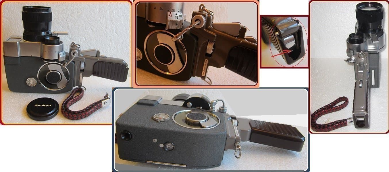 VTG "SANKYO ZOOM 8" WITH STRAP HANDGRIP,LENSLOCK AND LEATHER CASE-WORKS PERFECT!