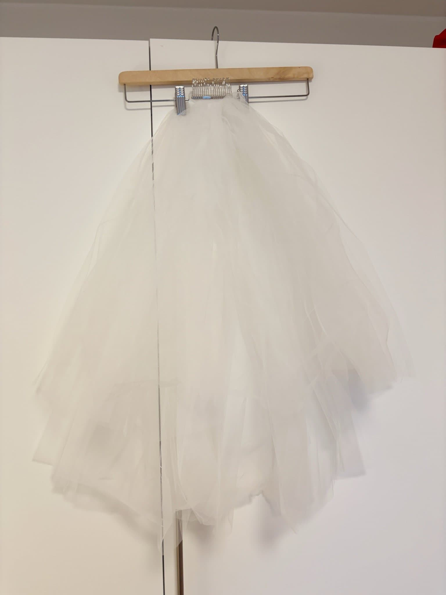 Ny, Oanvänd Vit Dubbellager Brudslöja, 55+75cm