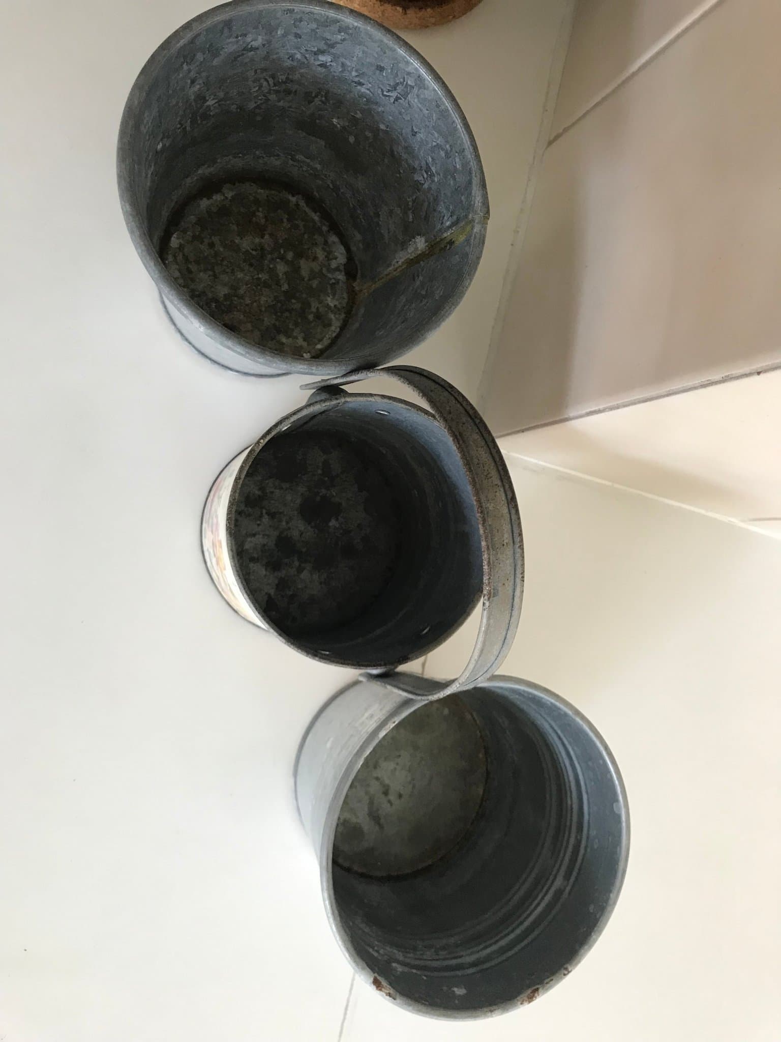 Zink plåt krukor 3 stycken