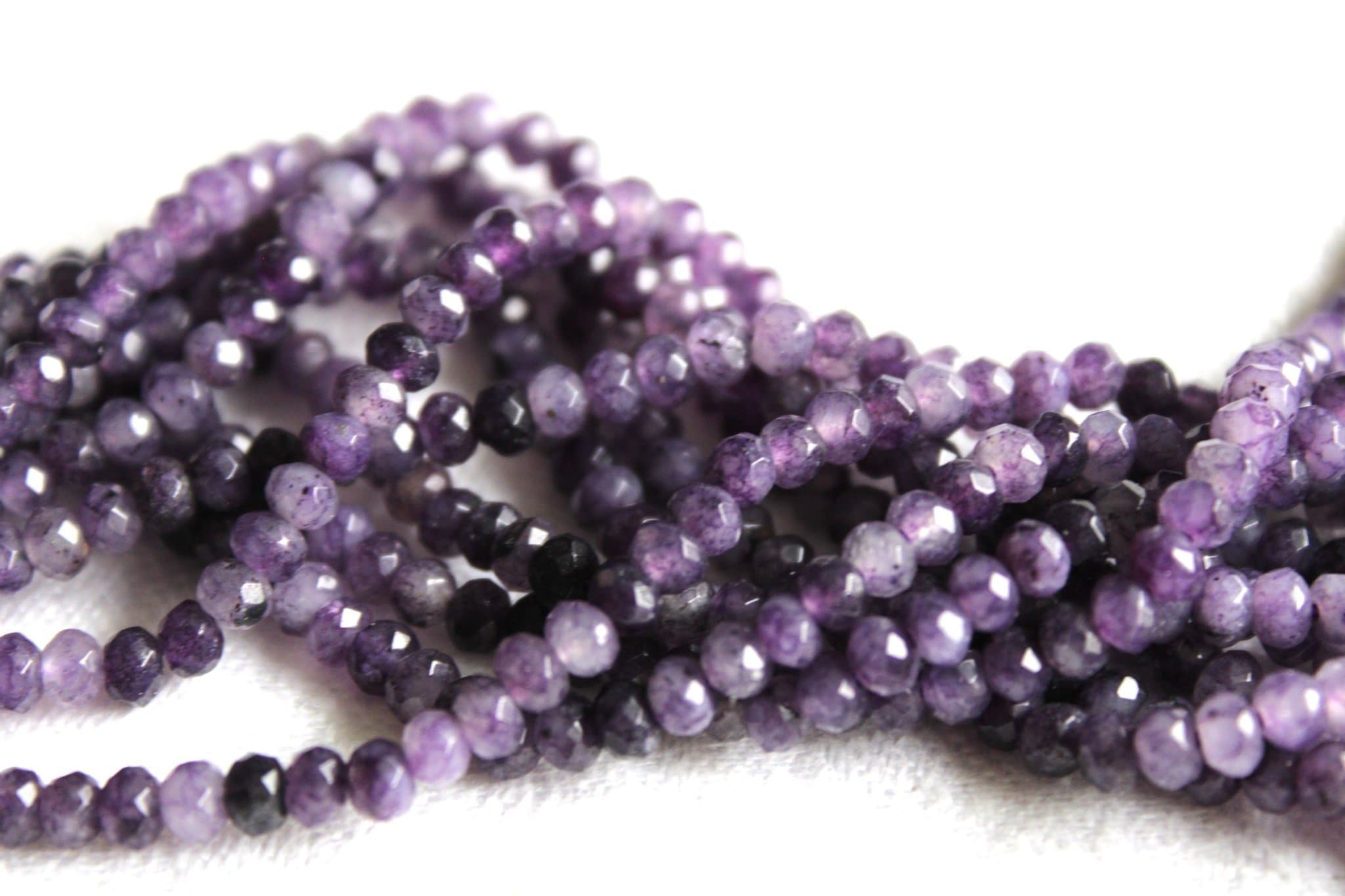 1 sträng Jade lilaflammiga rondeller 4x2-3mm