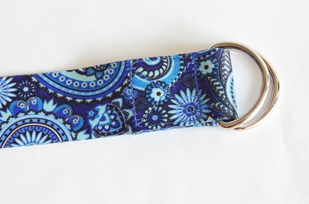 Yogaband 180 cm (blått mönstrat), Yogabälte, Yoga strap, Fitnessband