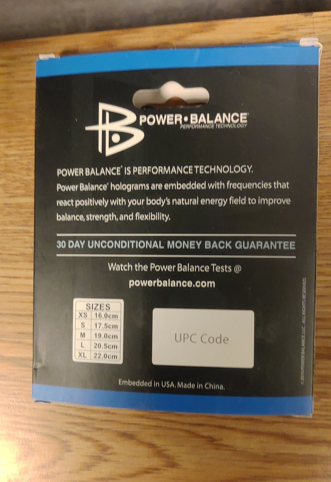 Power Balance Armband Svart Storlek L (20.5cm)