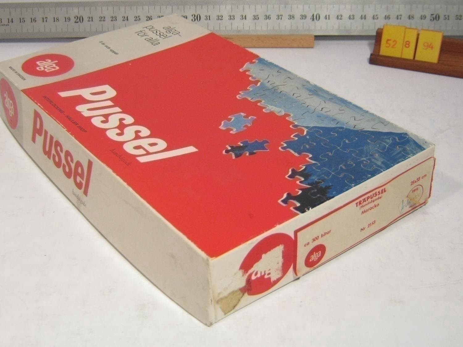 300 b Alga 1960-tal trä-pussel, Komplett i mycket fint skick