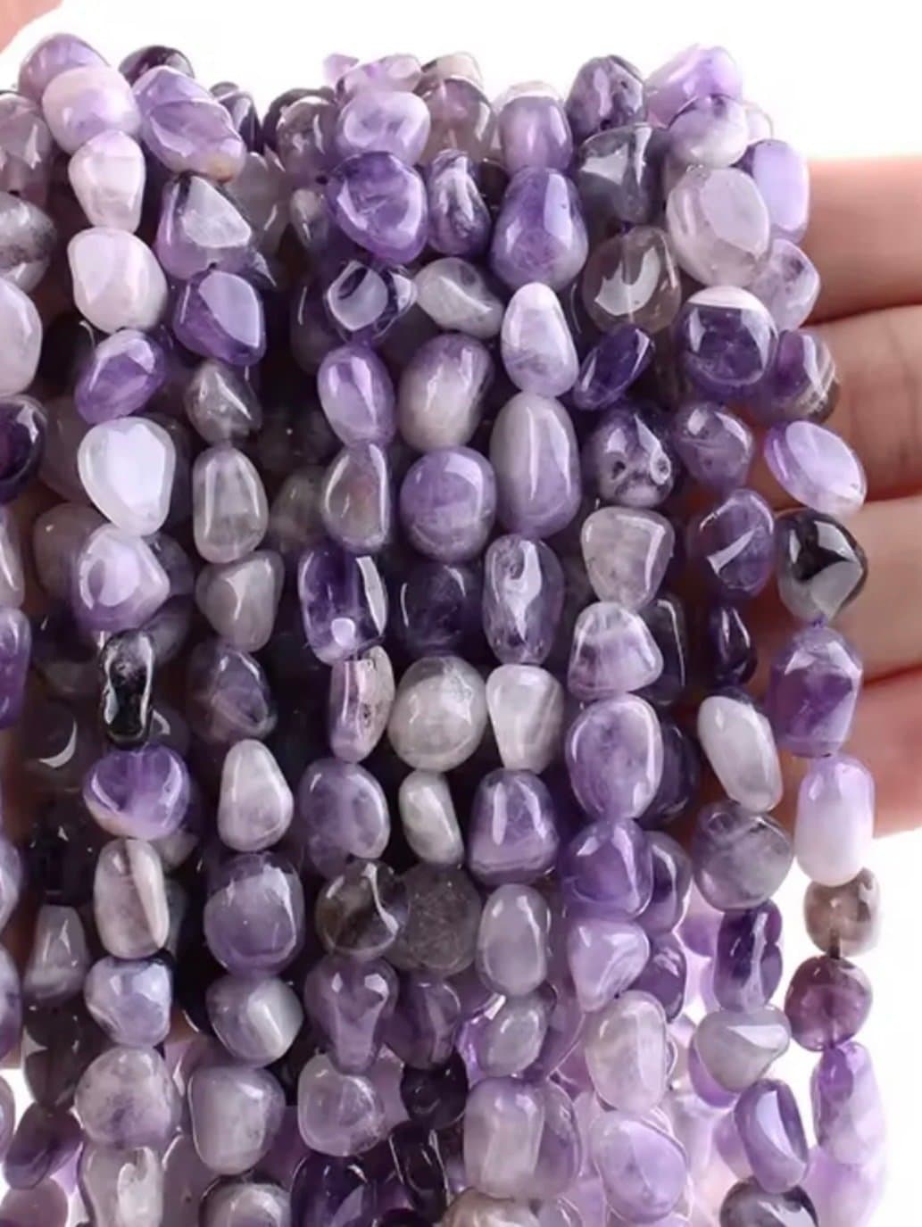 Ametist Nuggets 8-10 mm, cirka 40 cm lång sträng