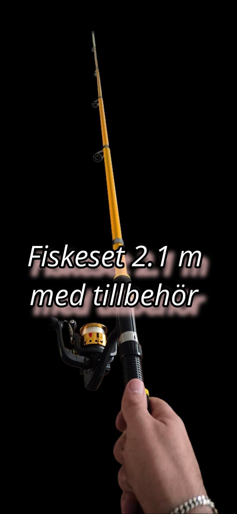 Fiskeset 2.1m – Spö, Rulle, Lina, Beten och Tillbehör i Väska