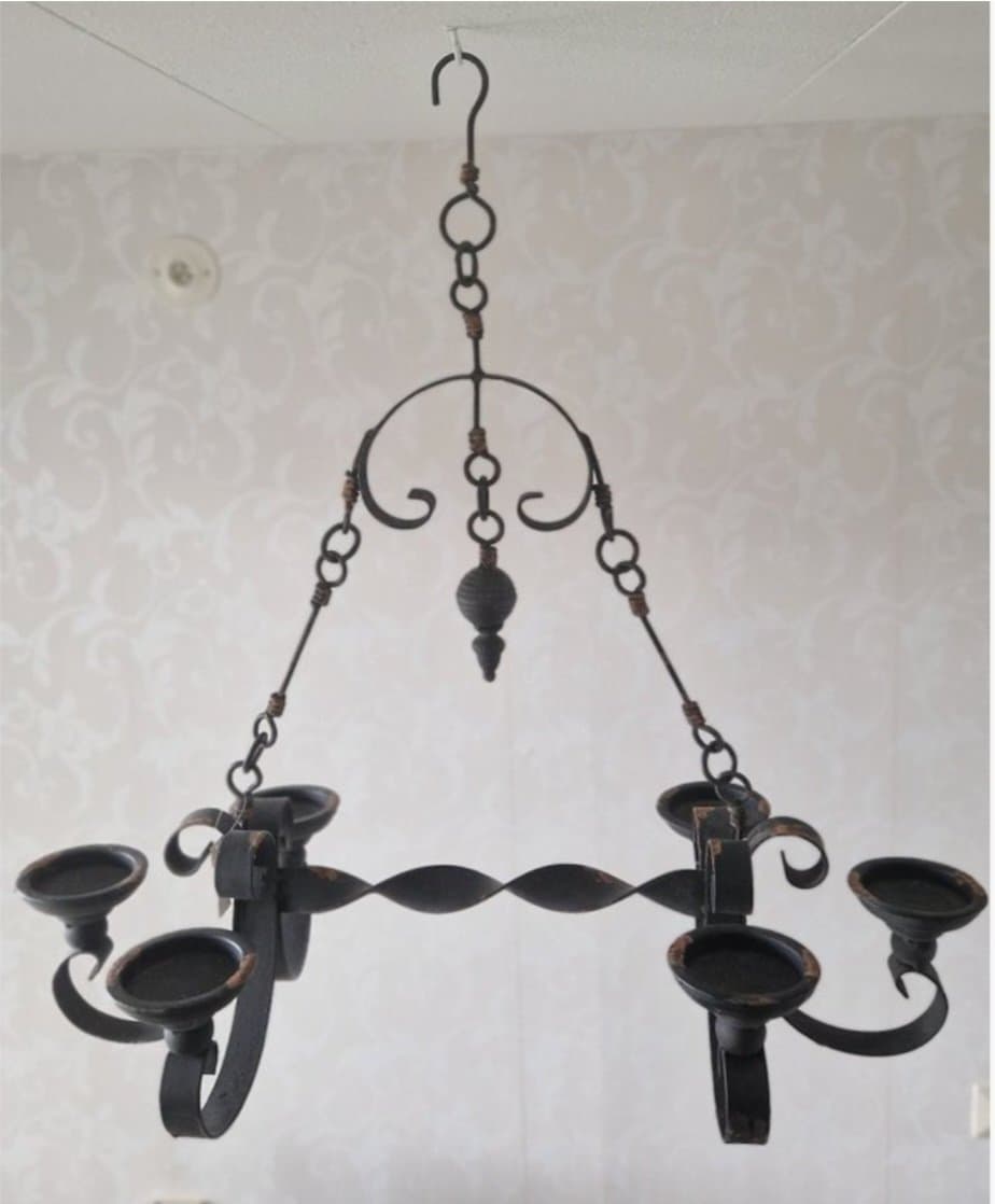 Takkrona ljuskrona smide 6 blockljus