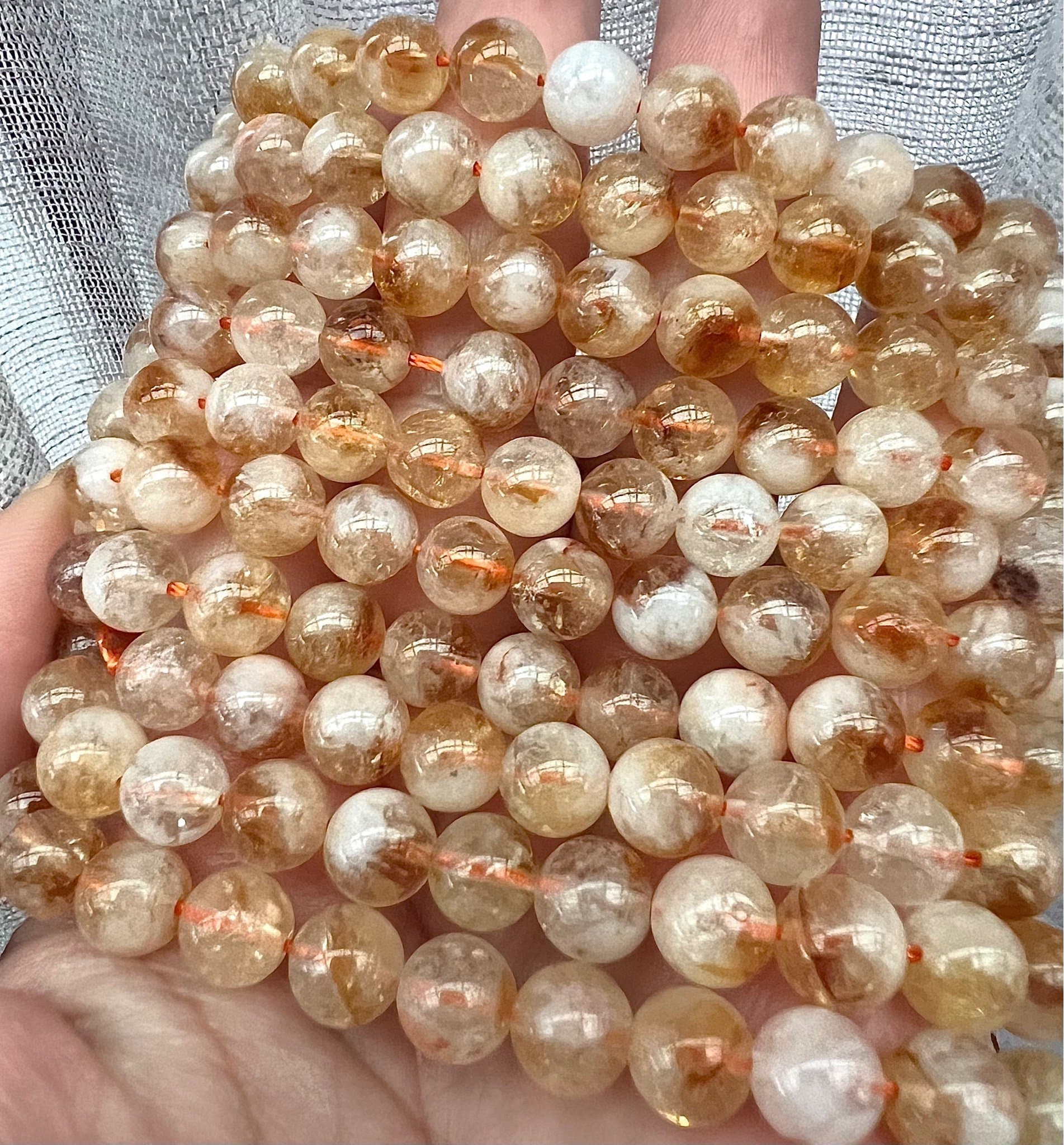 Citrinpärlor 8 mm, en sträng (cirka 46 st) FRI FRAKT