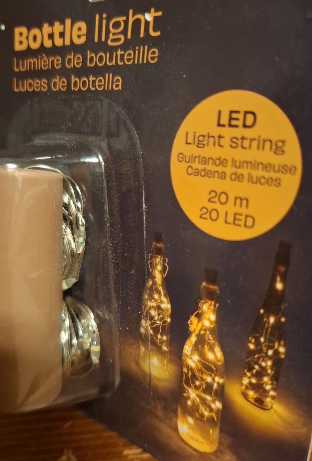 LED-ljusslinga för flaska, 20 LED, 20 m
