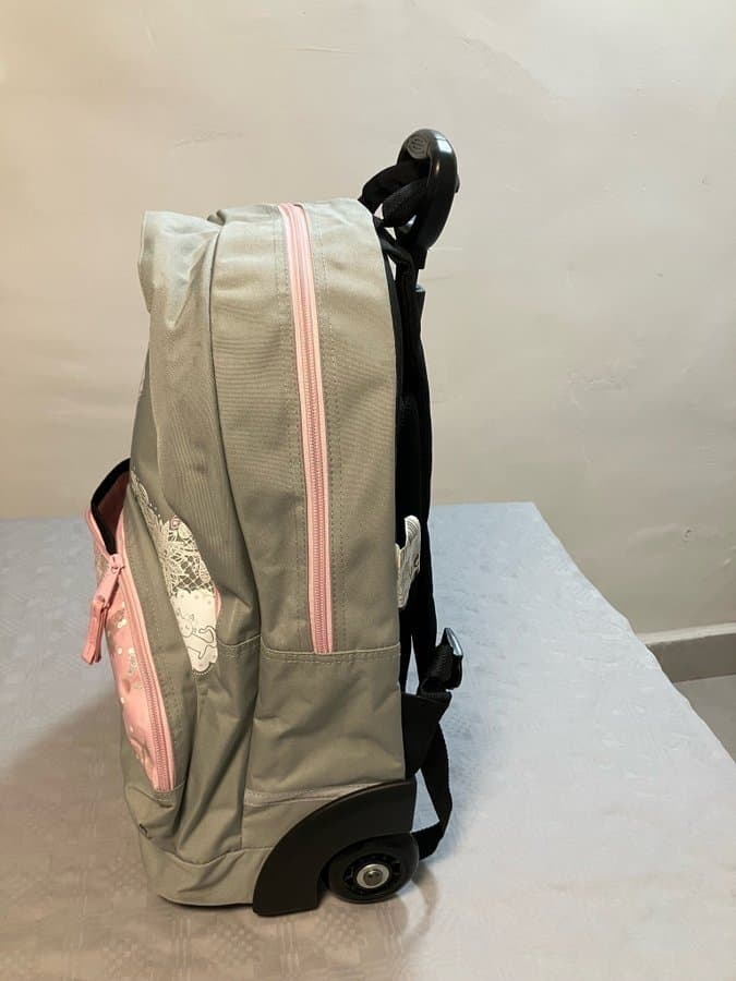 Grå/rosa Barn Ryggsäck / Drag resväska