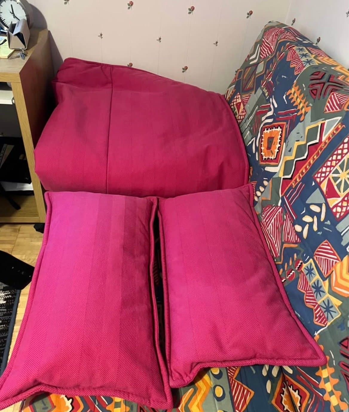 Bäddsoffa med två kuddar