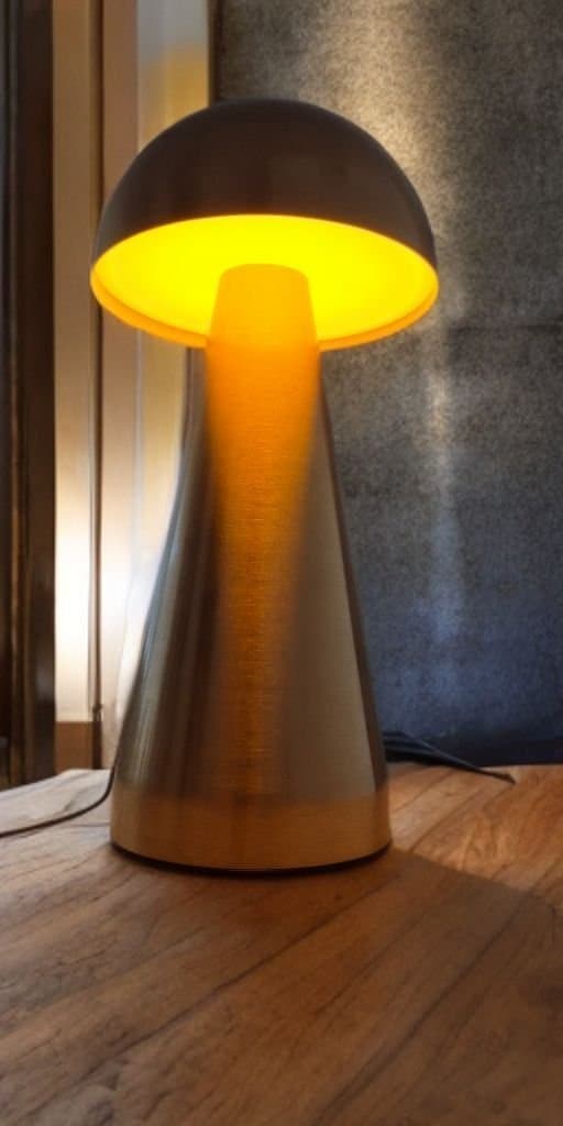 Guld Stilren Svamp Bordslampa – USB-C Laddning & Trefärgad Dimbar