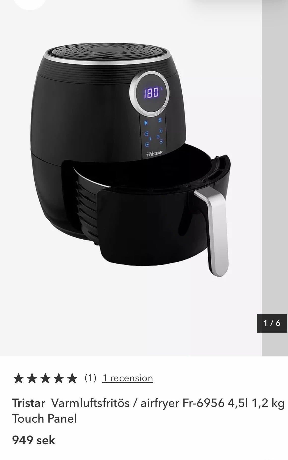 Tristar Varmluftsfritös FR-6956 4,5L 1,2 kg