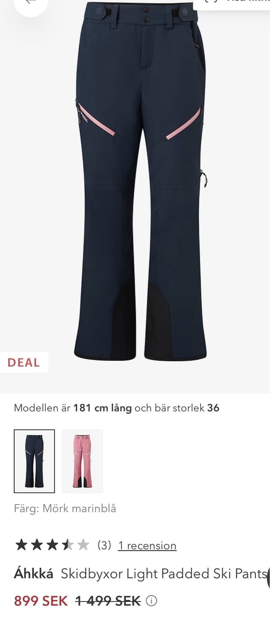 Áhkká mörk marinblå skidbyxor 44