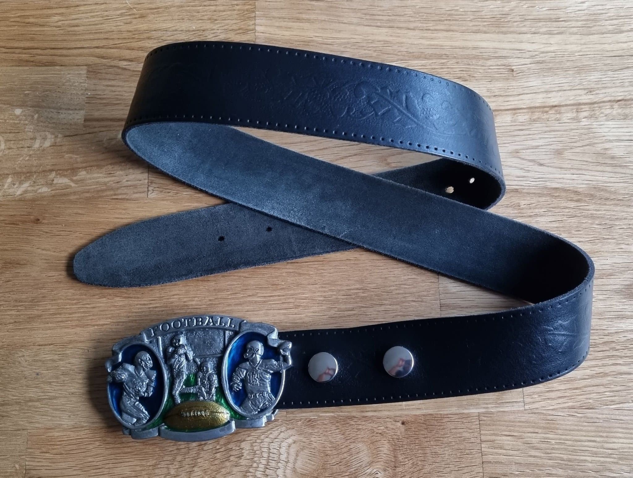 Vintage 1983 Football Bältessppänne i Bergamott Mässing, Emaljerad