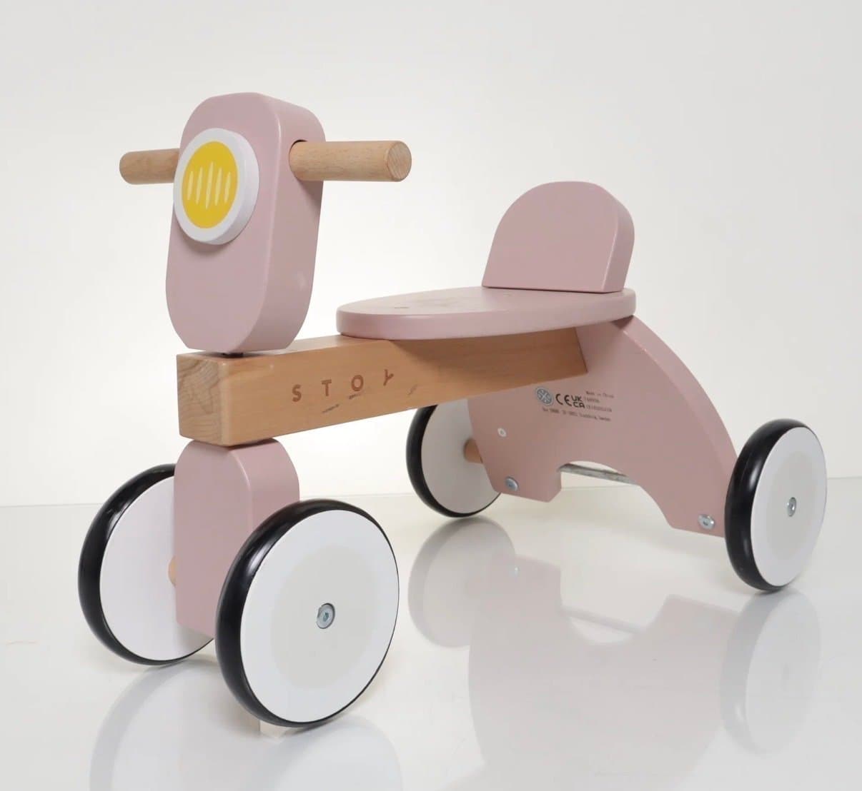 STOY, Trehjuling, vintage gåbil, Rosa Trä Leksak, slutsåld, julklapp