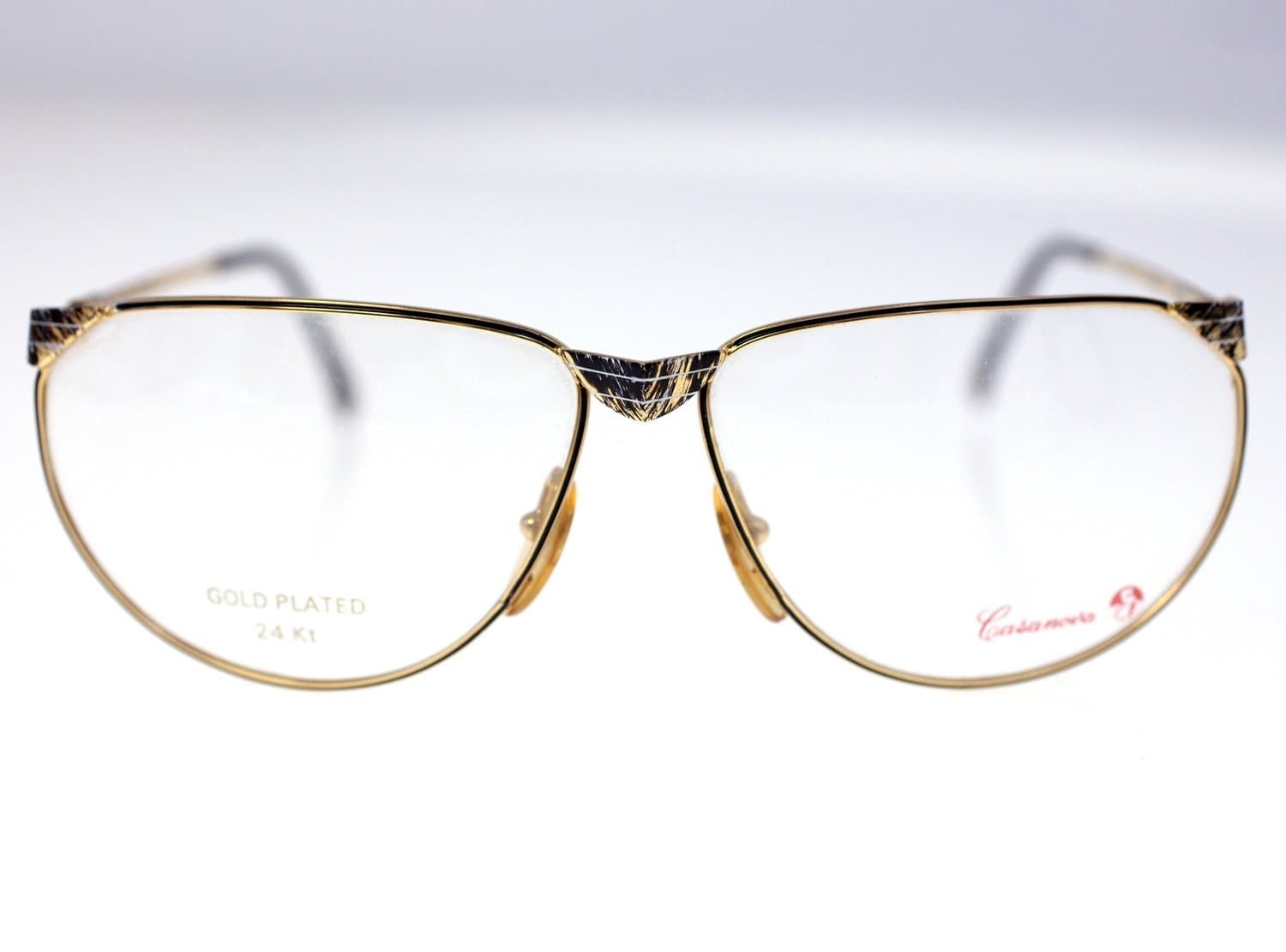 Casanova C.02 NM 4 men's pilot-style 24k gold-plated sunglasses frame-NEW-22g