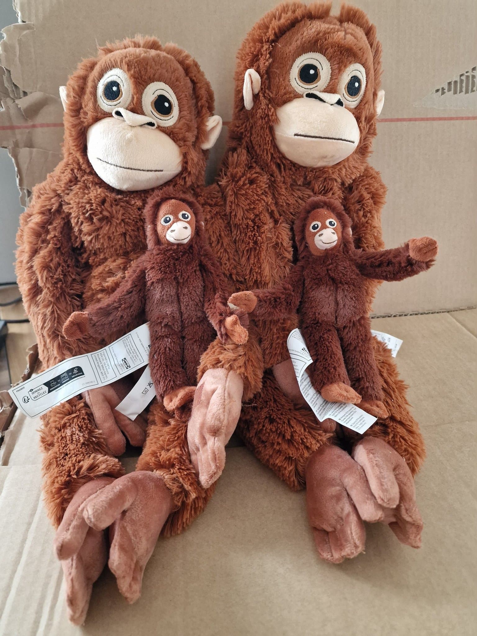 4 IKEA DJUNGELSKOG Orangutan Plush Set 26" Large + MINI 7.75" Monkey Soft Tos N