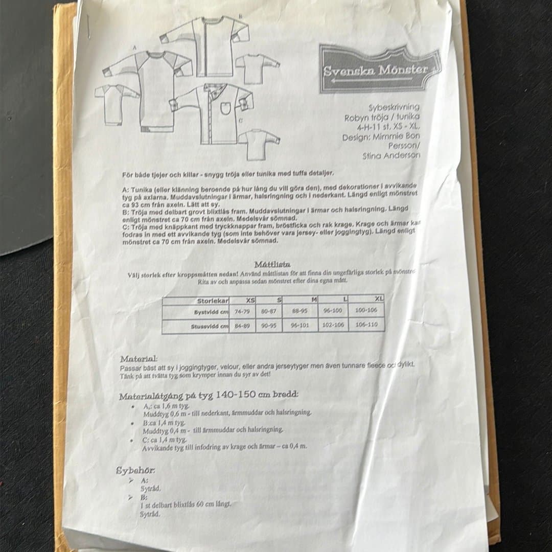 Mönster till Tröja/Tunika Robyn från Svenska Mönster